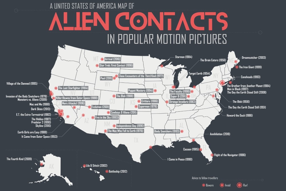 Check Out This Detailed Map of Alien "First Contact" Landing Spots in
